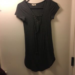 Gray lace up dress